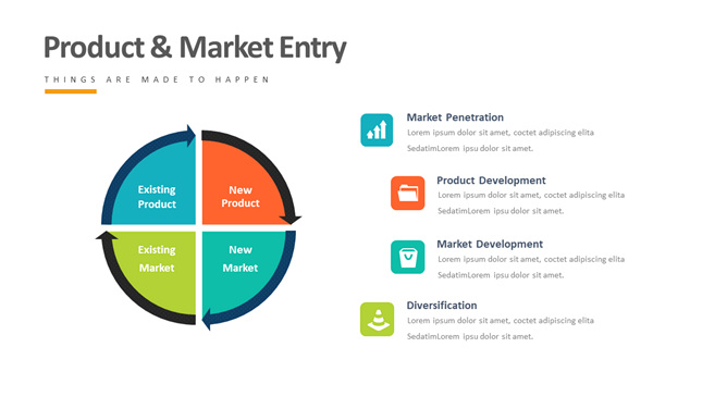 四项循环箭头PPT素材