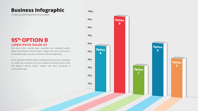 立体长阴影PPT条形图