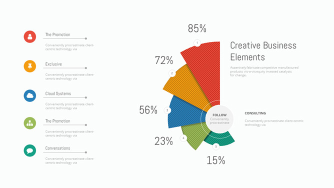 玫瑰统计图PPT素材