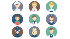 矢量职业人物头像PPT素材