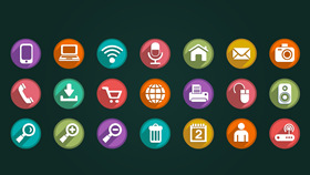 圆形扁平化长阴影PPT小图标