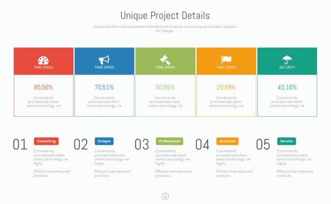 五项并列数据对比PPT素材