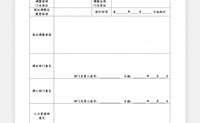 员工岗位调整审批表Word模板