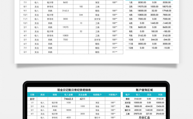 现金日记账日常记录明细Excel模板