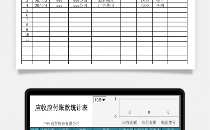 应收应付账款统计表自动图表