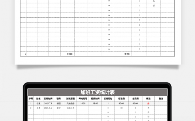 财务管理加班工资统计表