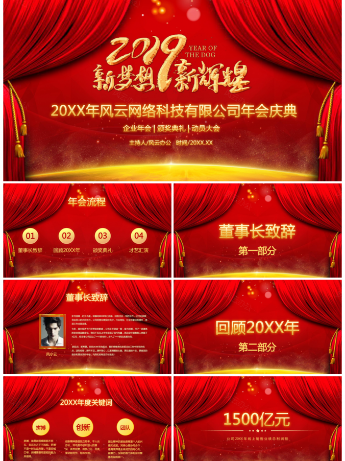 企业年会庆典颁奖典礼年终总结汇报通用PPT模板